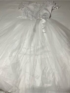 White Beaded Tulle Flower Girl Dress - Formal Kids Dress